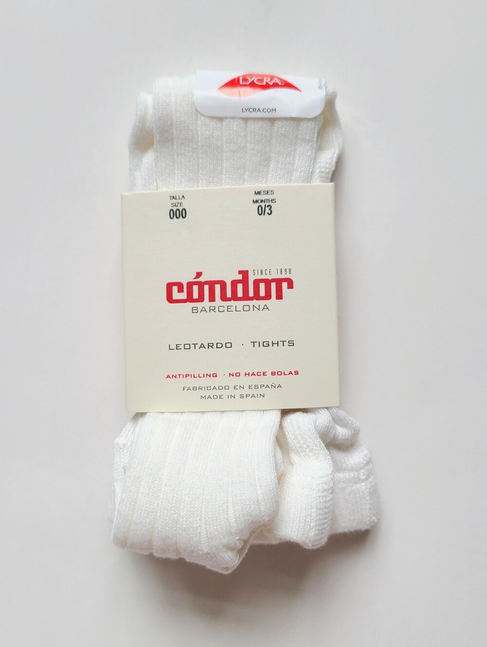 Condor Ivory Ribbed Tights